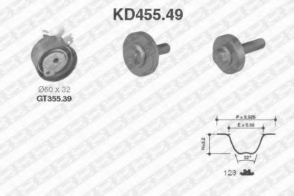 Комплект ременя ГРМ SNR KD455.49