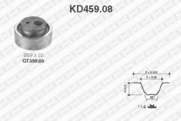 Комплект ременя ГРМ SNR KD459.08