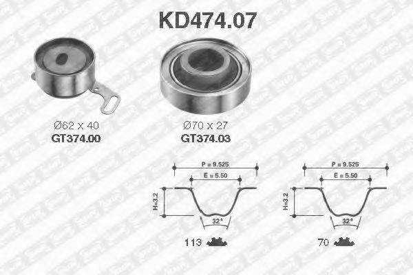 Комплект ременя ГРМ SNR KD474.07