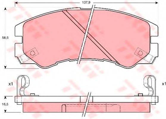 Комплект гальмівних колодок, дискове гальмо TRW GDB1186