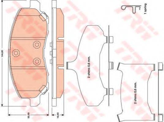 Комплект гальмівних колодок, дискове гальмо TRW GDB4142