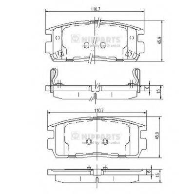 Комплект гальмівних колодок, дискове гальмо NIPPARTS J3610905