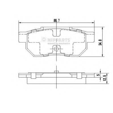 Комплект гальмівних колодок, дискове гальмо NIPPARTS J3614002