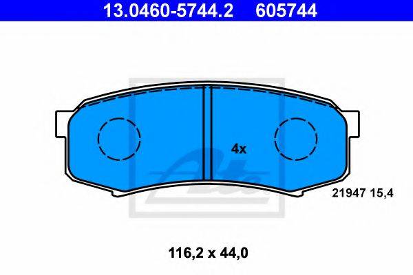 Комплект гальмівних колодок, дискове гальмо ATE 13.0460-5744.2