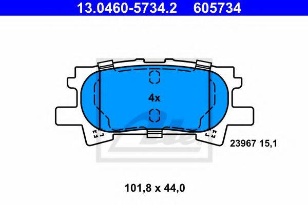 Комплект гальмівних колодок, дискове гальмо ATE 13.0460-5734.2