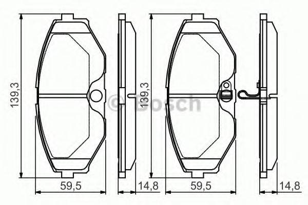 Комплект гальмівних колодок, дискове гальмо BOSCH 0 986 495 147