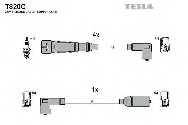 Комплект дротів запалення TESLA T820C