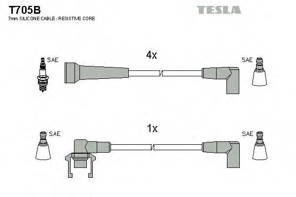 Комплект дротів запалення TESLA T705B