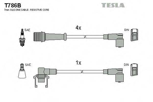 Комплект дротів запалення TESLA T786B