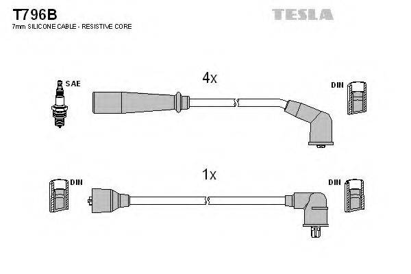 Комплект дротів запалення TESLA T796B