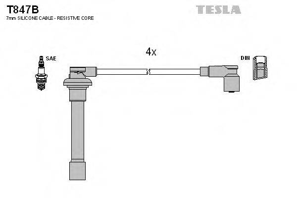 Комплект дротів запалення TESLA T847B