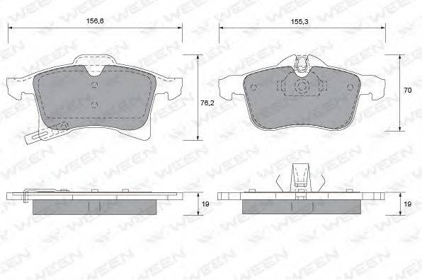 Комплект гальмівних колодок, дискове гальмо WEEN 151-1111