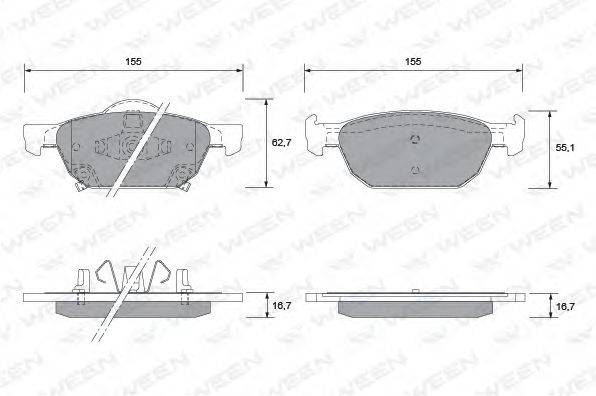 Комплект гальмівних колодок, дискове гальмо WEEN 151-2570