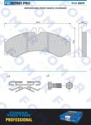 Комплект гальмівних колодок, дискове гальмо FOMAR FRICTION FO 627681