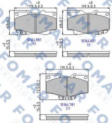 Комплект гальмівних колодок, дискове гальмо FOMAR FRICTION FO 464781