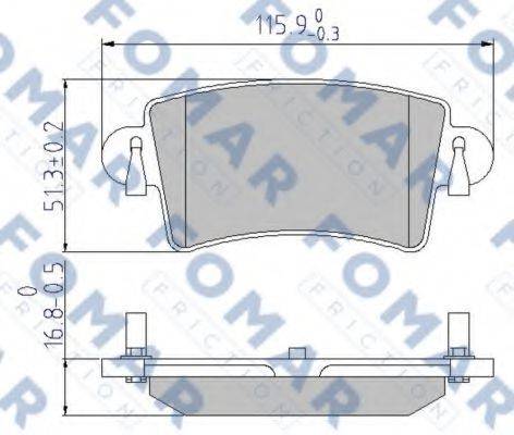 Комплект гальмівних колодок, дискове гальмо FOMAR FRICTION FO 684281