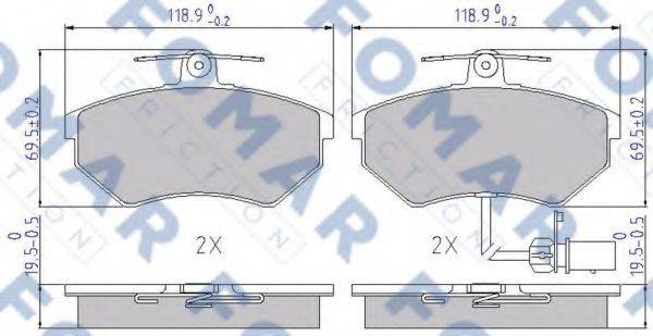 Комплект гальмівних колодок, дискове гальмо FOMAR FRICTION FO 689281