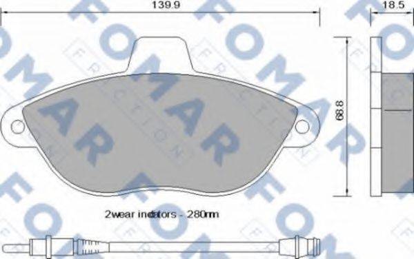 Комплект гальмівних колодок, дискове гальмо FOMAR FRICTION FO 742581