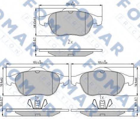 Комплект гальмівних колодок, дискове гальмо FOMAR FRICTION FO 897081