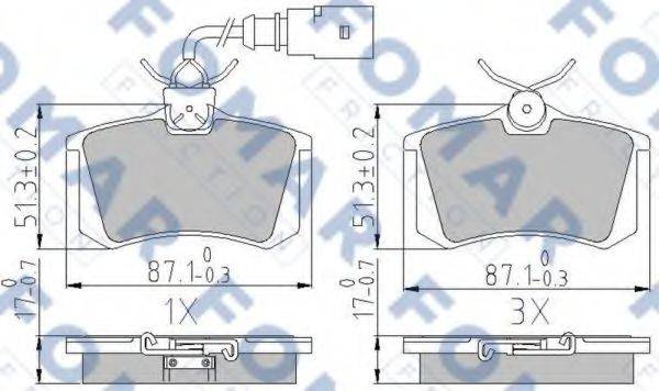 Комплект гальмівних колодок, дискове гальмо FOMAR FRICTION FO 904581