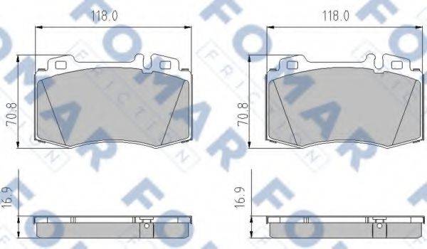 Комплект гальмівних колодок, дискове гальмо FOMAR FRICTION FO 906681