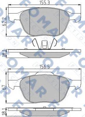 Комплект гальмівних колодок, дискове гальмо FOMAR FRICTION FO 914581