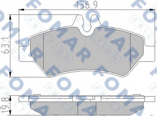 Комплект гальмівних колодок, дискове гальмо FOMAR FRICTION FO 921381