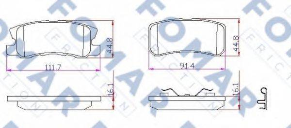 Комплект гальмівних колодок, дискове гальмо FOMAR FRICTION FO 931681