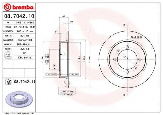 гальмівний диск BREMBO 08.7042.11