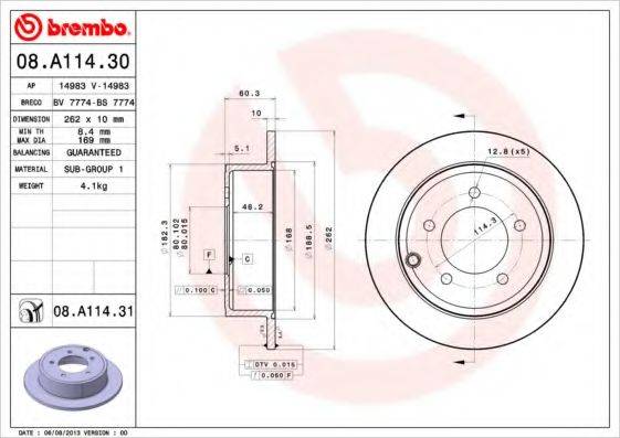 гальмівний диск BREMBO 08.A114.31