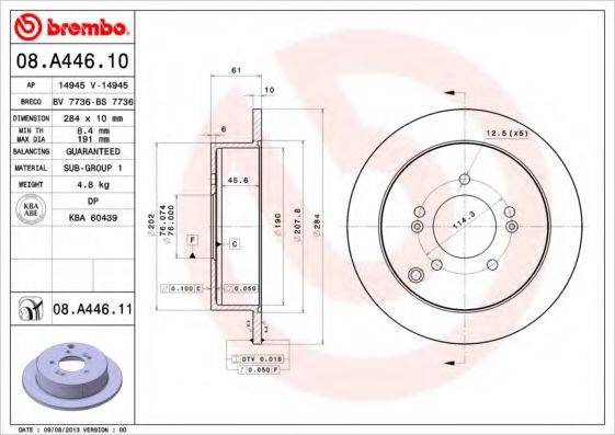 гальмівний диск BREMBO 08.A446.11