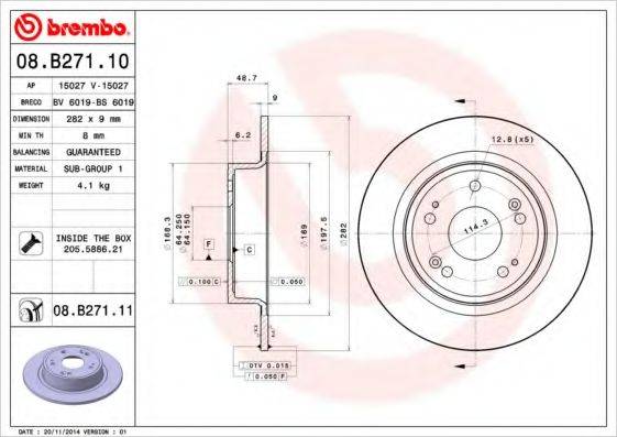 гальмівний диск BREMBO 08.B271.11