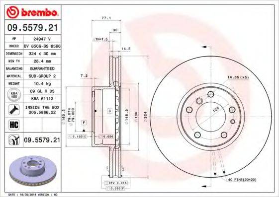 гальмівний диск BREMBO 09.5579.21