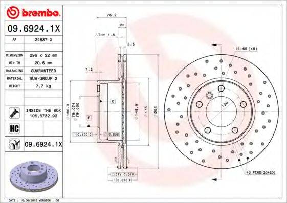 гальмівний диск BREMBO 09.6924.1X