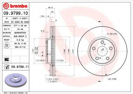 гальмівний диск BREMBO 09.9799.11