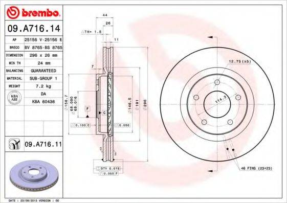 гальмівний диск BREMBO 09.A716.11