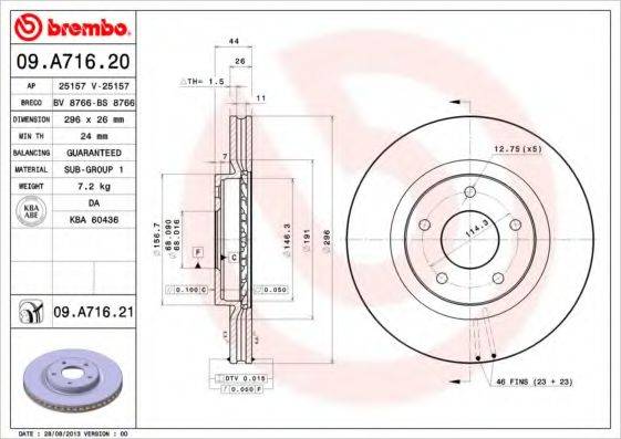 гальмівний диск BREMBO 09.A716.21