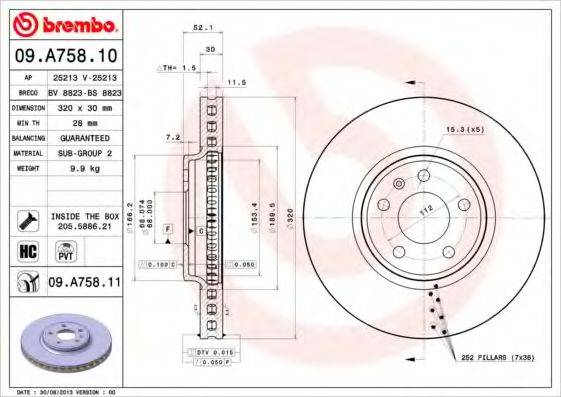 гальмівний диск BREMBO 09.A758.11