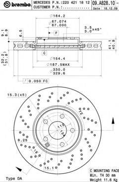 гальмівний диск BREMBO 09.A828.11