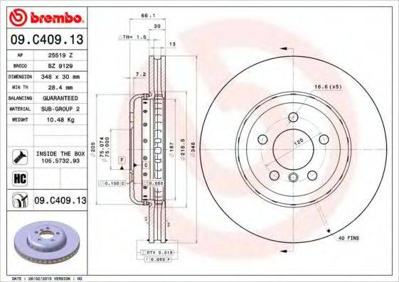 гальмівний диск BREMBO 09.C409.13