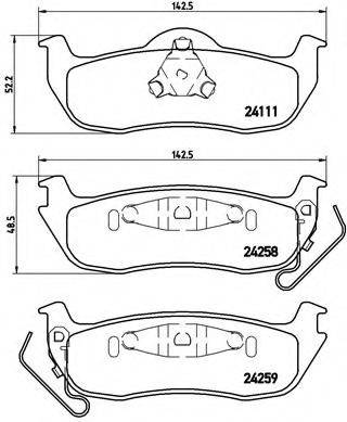 Комплект гальмівних колодок, дискове гальмо BREMBO P 37 011