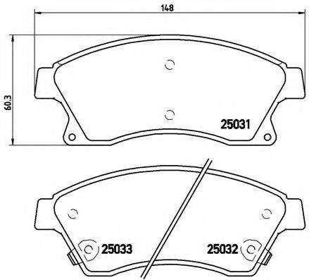 Комплект гальмівних колодок, дискове гальмо BREMBO P 59 076