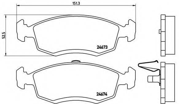 Комплект гальмівних колодок, дискове гальмо BREMBO P 68 039