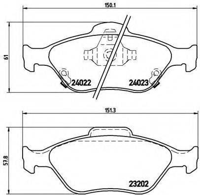 Комплект гальмівних колодок, дискове гальмо BREMBO P 83 085