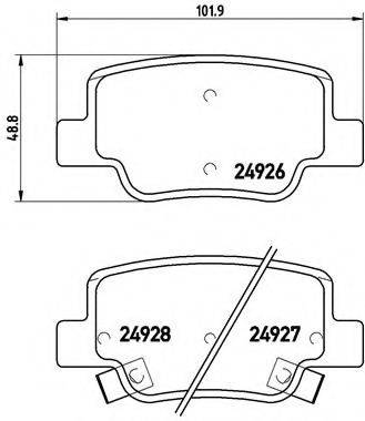 Комплект гальмівних колодок, дискове гальмо BREMBO P 83 114