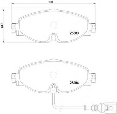 Комплект гальмівних колодок, дискове гальмо BREMBO P 85 126