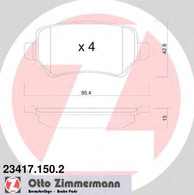 Комплект гальмівних колодок, дискове гальмо ZIMMERMANN 23417.150.2