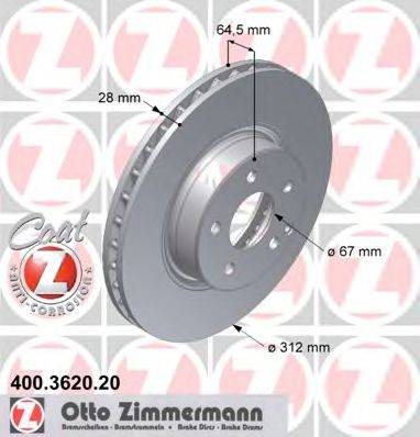 гальмівний диск ZIMMERMANN 400.3620.20