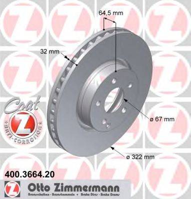 гальмівний диск ZIMMERMANN 400.3664.20