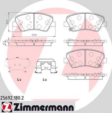 Комплект гальмівних колодок, дискове гальмо ZIMMERMANN 25692.180.2